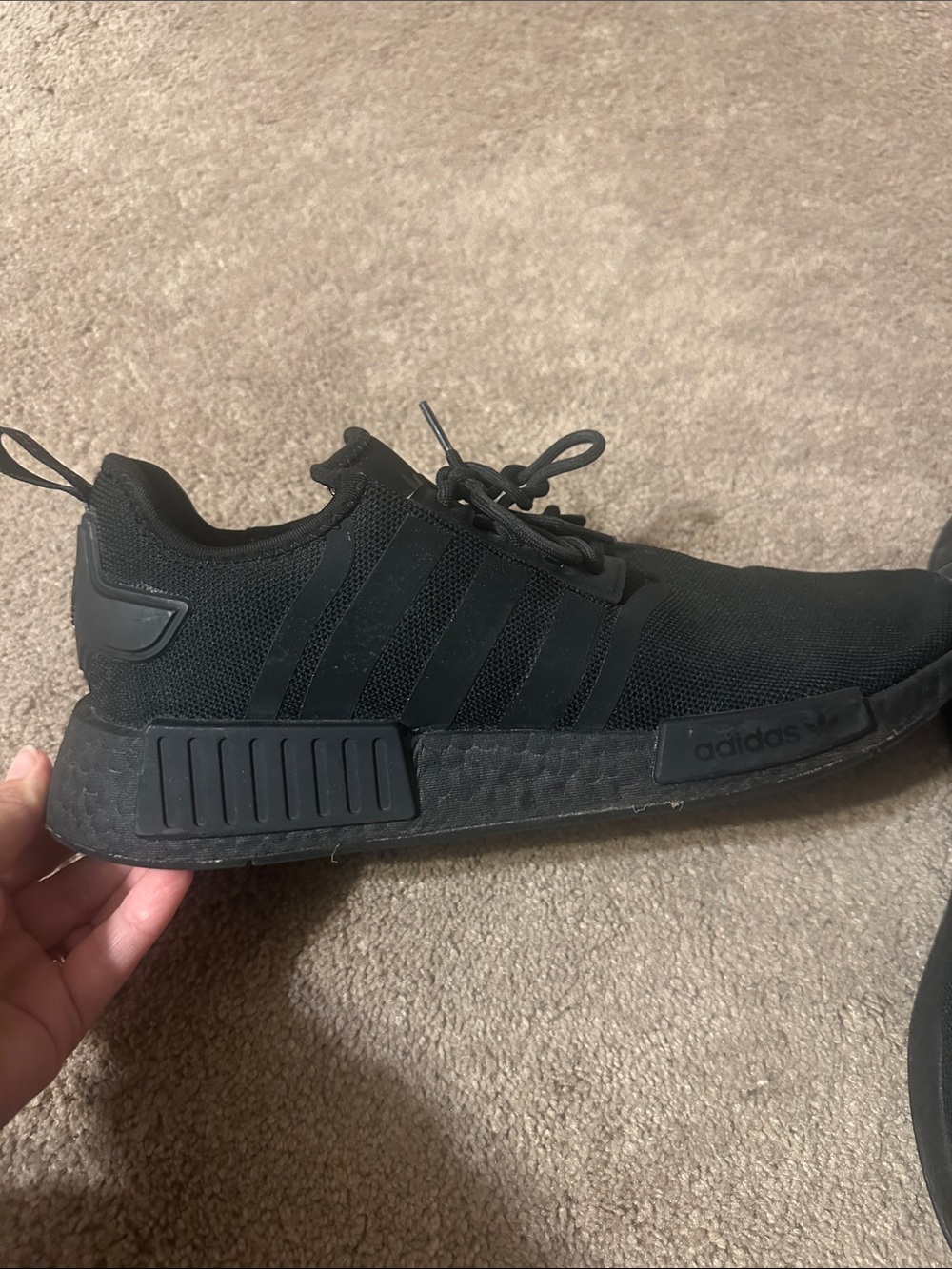 adidas Men's All-Black Knit Casual Sneakers - Picture 3 of 6